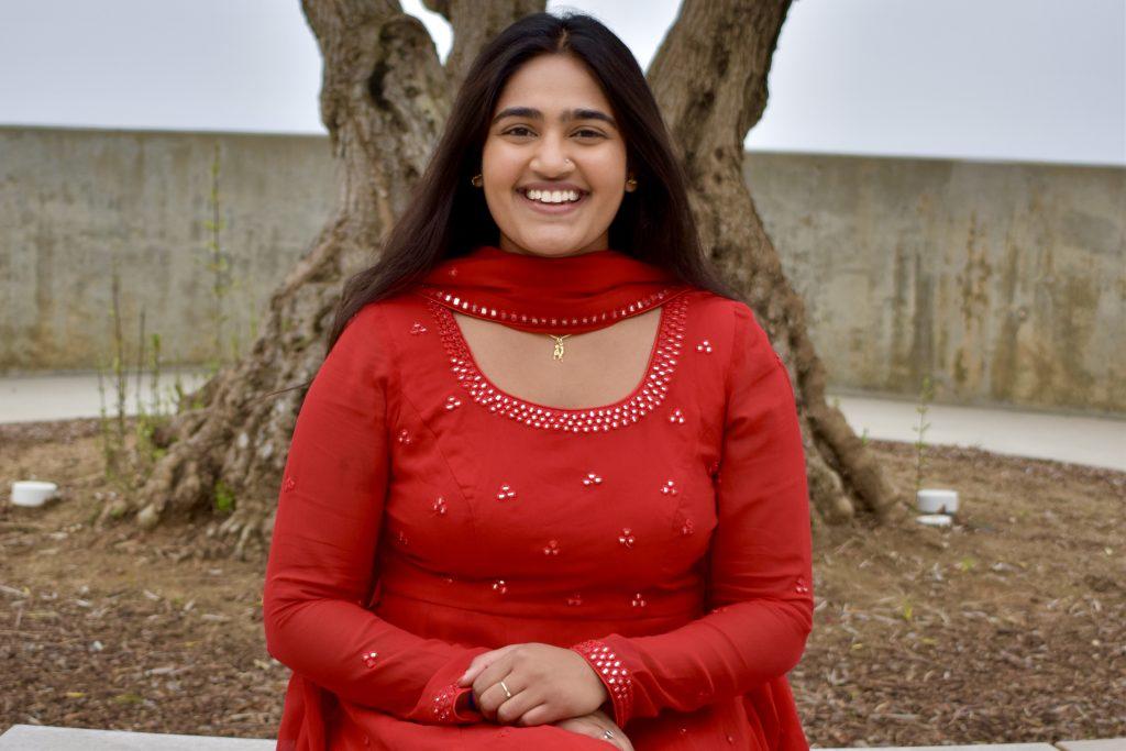 Senior Smayana Kurapti smiles on Main Campus. Kurapti said she regularly returns home to celebrate Indian holidays.