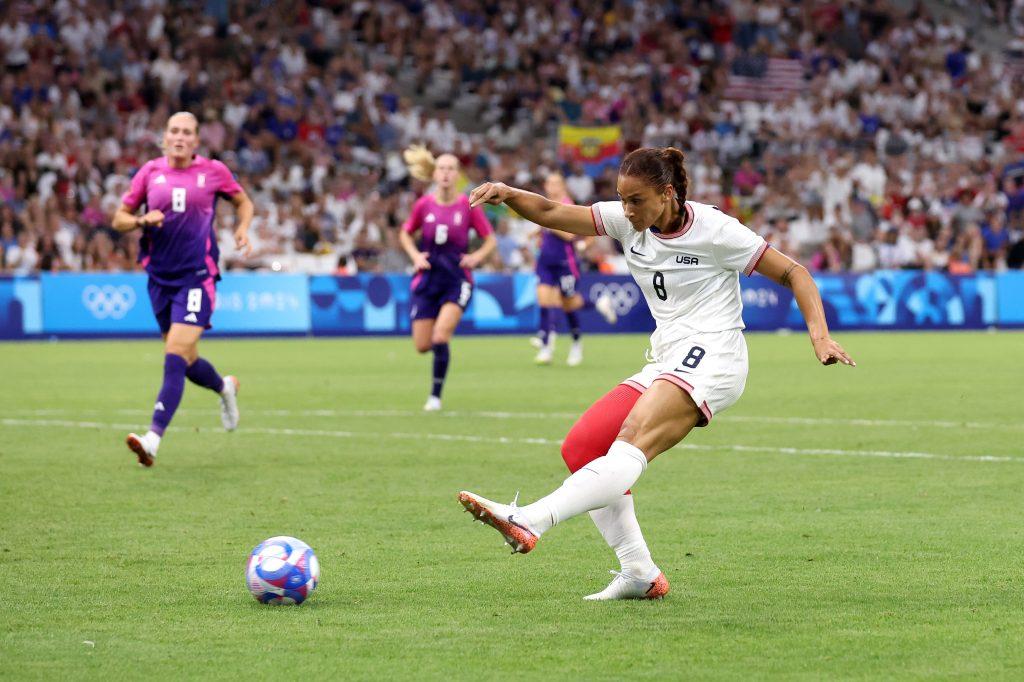 William tries to stop the ball to set up a play for Team USA in a match against Germany on July 28. Williams scored a goal in a dominant 4-1 victory for USA. Photo courtesy of Pepperdine Athletics