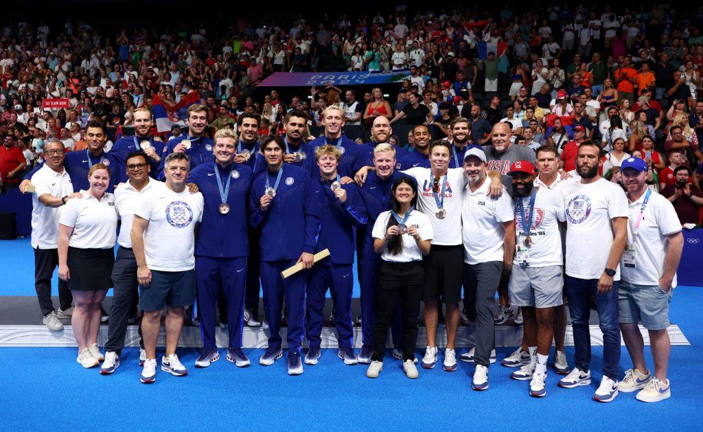 Kocur pictured with Team USA following their bronze medal finish at the 2024 Paris Olympics. Kocur has attended three Olympics games, however this is his first-ever medal finish. Photo courtesy of Pepperdine Athletics