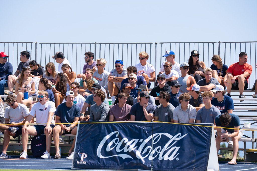 A group of Waves in the stands in support of Women's Soccer for their home opener. The Waves seemed to build off the home crowd with a goal in the first two minutes of the game.