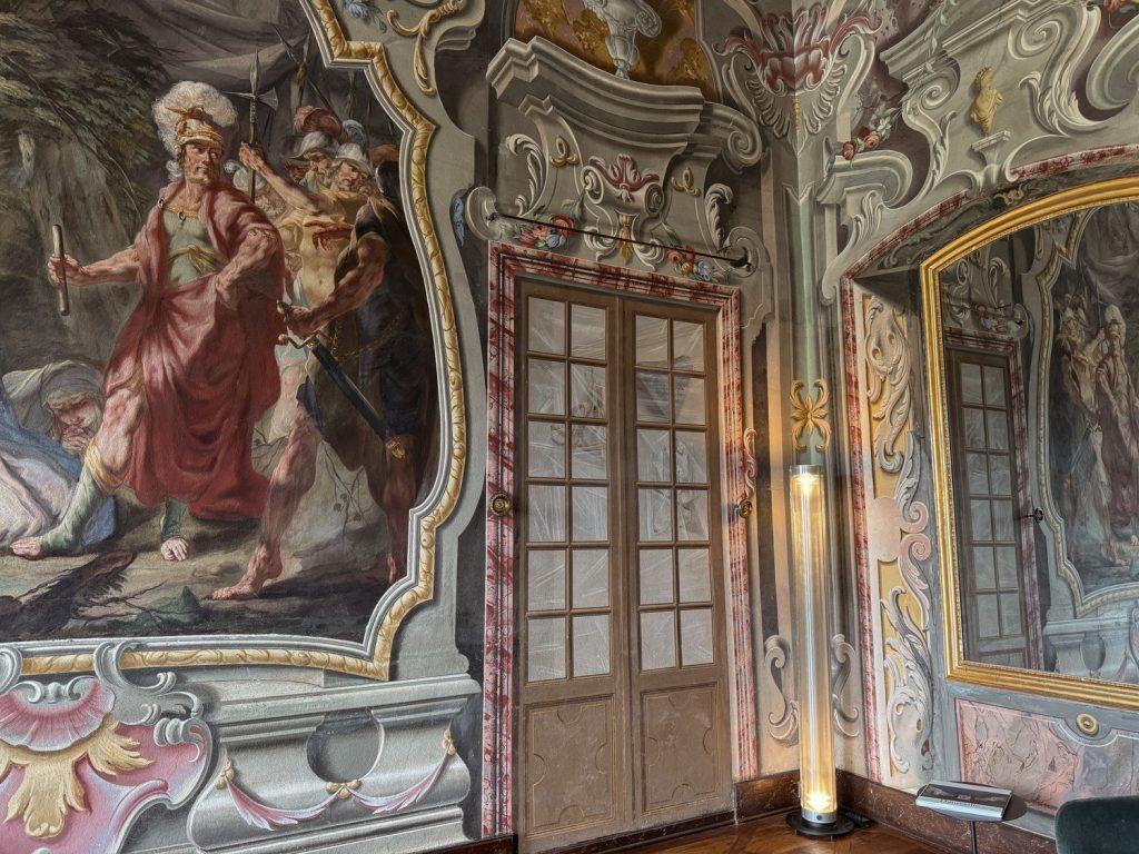 Giuseppe Antonio and his son Marco's mural in the Grand Salon. The mural is believed to have been painted in the 1730s.