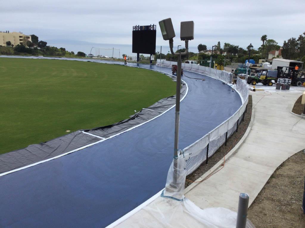 The Stotsenberg Track's cover protects it from weather during construction this past summer. Pepperdine felt the need for an upgrade and the new material they used will provide a state of the art track for the Pepperdine community. Photo courtesy of Pepperdine's Department of Facilities