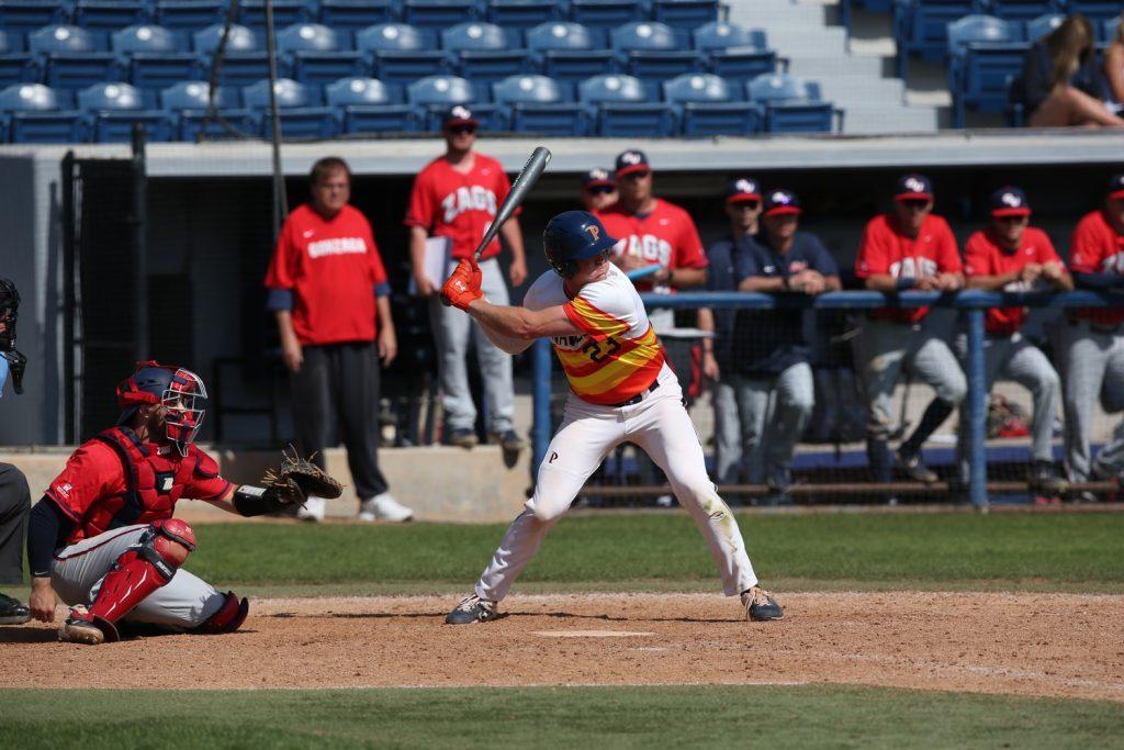 Cook preps his swing in a game against Gonzaga on April 17, 2021, at Eddy D. Field Stadium. The Waves walked this game off 4-3, and in the series Cook recorded a homer over the Bulldogs, ending his '21 season with 17 in total.