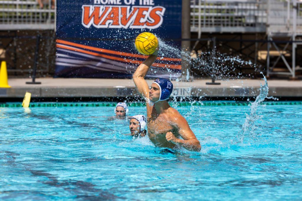 Senior attacker Dane Howell controls the ball on Sept. 19 at Raleigh Runnels Memorial Pool. Howell scored three goals during the match. Photos by Colton Rubsamen