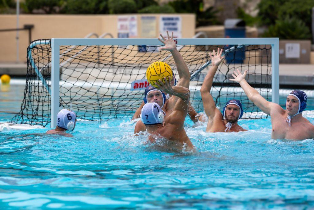 Pepperdine puts up a defensive stance against Westcliff on Sept. 19 at Raleigh Runnels Memorial Pool. Pepperdine's strong defensive performance only allowed seven goals against the Warriors.