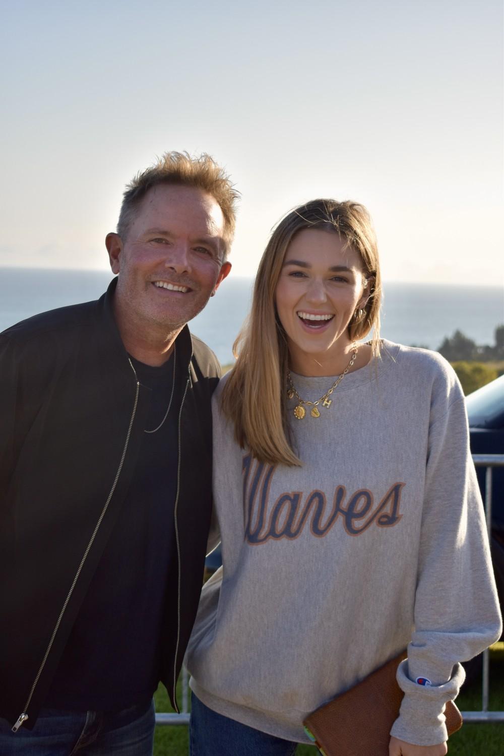 Chris Tomlin and Sadie Robertson Huff pose together before the 2024 Pepperdine Worship Summit Sept. 14 at Alumni Park. The two drew 5,000 people onto Pepperdine's campus for a night of worship.