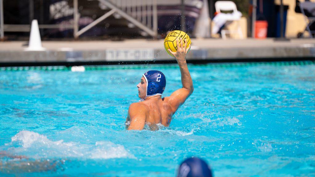 Sophomore utility Jon Carcarey goes for the goal against Loyola Marymount University at Raleigh Runnels Memorial Pool on Sept. 14. Carcarey finished with four goals, one assist and three drawn exclusions in the game.