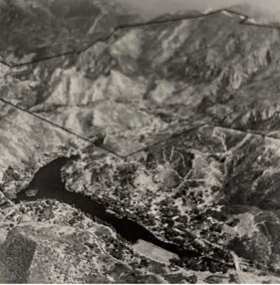 The aerial shot of 20th Century Fox Ranch shows what is now a California State Park office location. The studio was used for 37 productions during its active operation. Photo courtesy of Ben Marcus