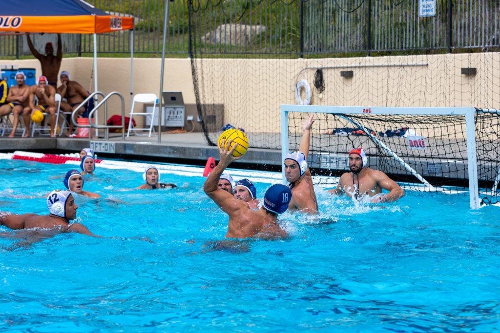 Freshman utility Charles Warmington prepares to shoot against Westcliff on Sept. 19 at Raleigh Runnels Memorial Pool. Pepperdine won the contest 20-7. Photo by Colton Rubsamen