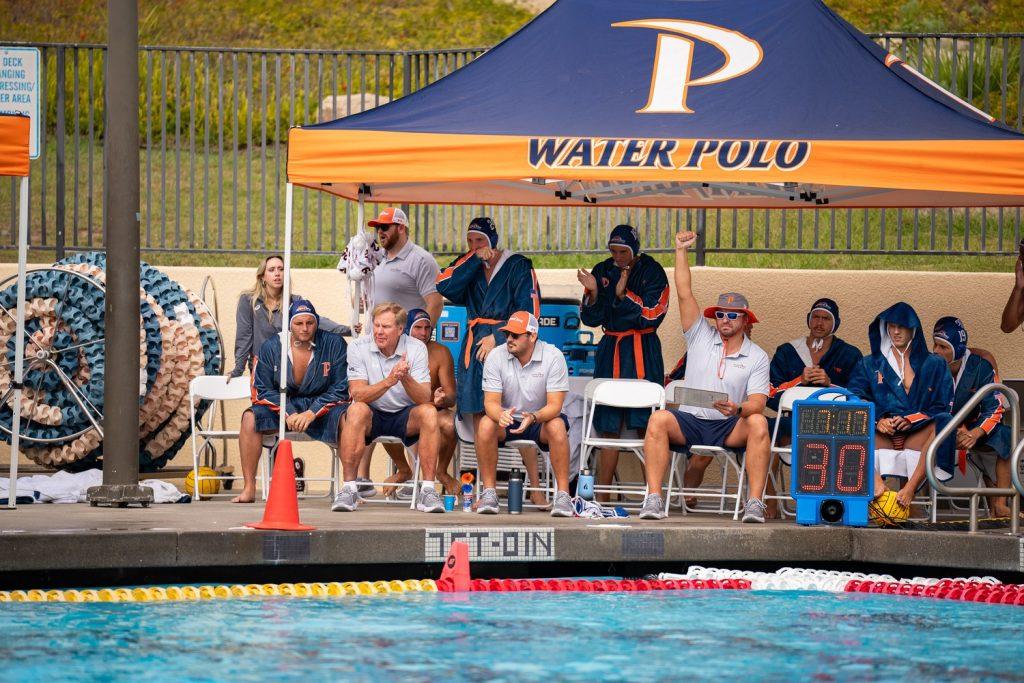 Pepperdine University's bench cheers the game on against Princeton University on Oct. 15 at Raleigh Runnels Memorial Pool. The Waves matchup against Princeton was their final home non-conference matchup of the season.