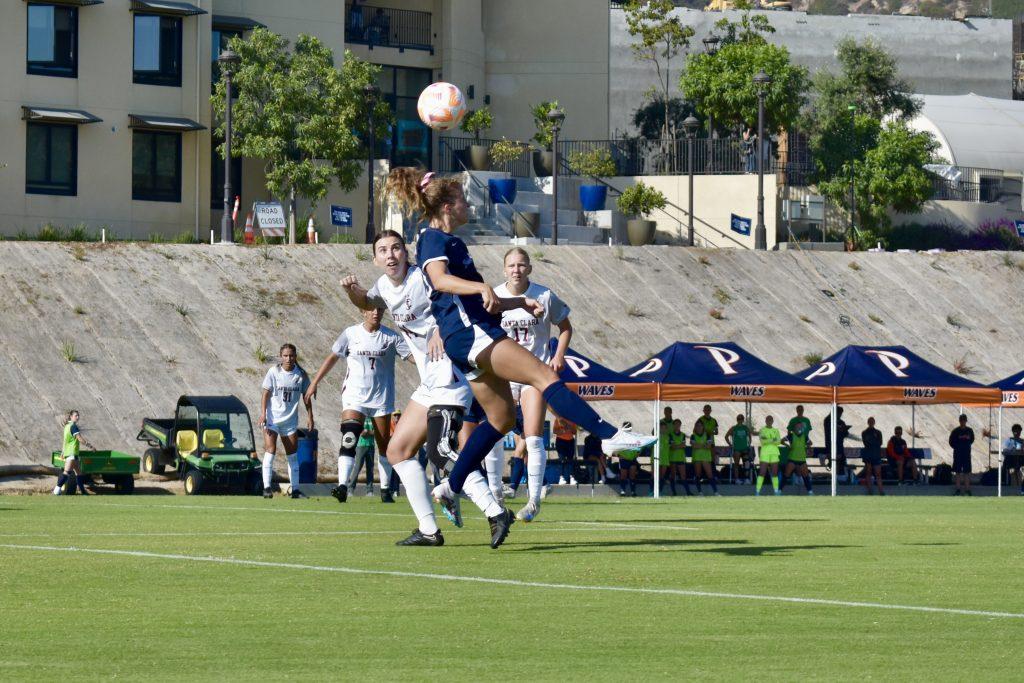 Waldeck heads the ball Oct. 9 at Tari Frahm Rokus Field. Waldeck has scored six goals and has one assist this season.