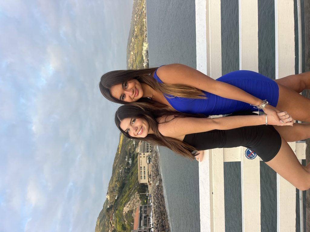 Alpha Phi President Hannah Schendel poses with Niamh Rolston on the Malibu Pier. Schendel said some of her favorite memories with Niamh were going to different formals together. Photo courtesy of Hannah Schendel