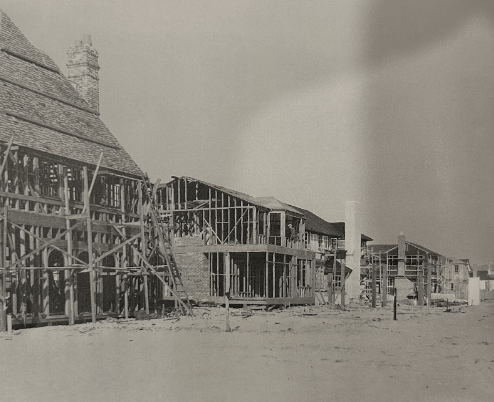 The same neighborhood affected by the fire is rebuilt in early 1930. “Here’s a view of the section of Malibu that was swept by the fire last season,” the caption on the back read. “Most of these homes are now complete and the stars are living in them.” Photo courtesy of Nancy Smith