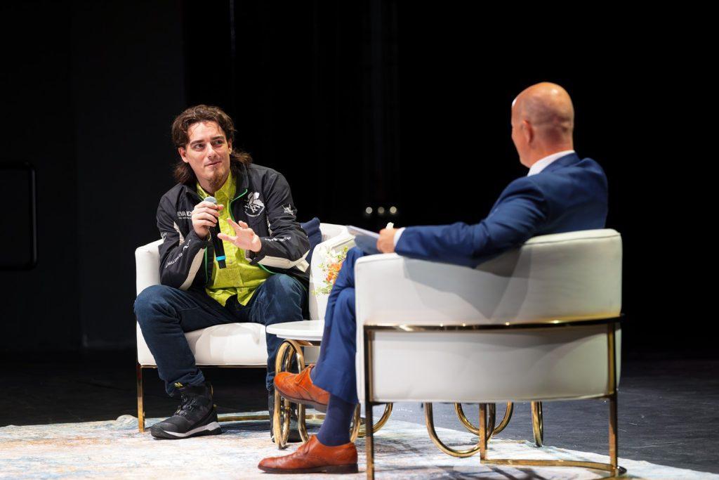 Palmer Luckey and President Jim Gash at the President's Speaker Series on Oct.1. Gash recognized Luckey as a great defender of American values. Photo courtesy of Sarah Dillion