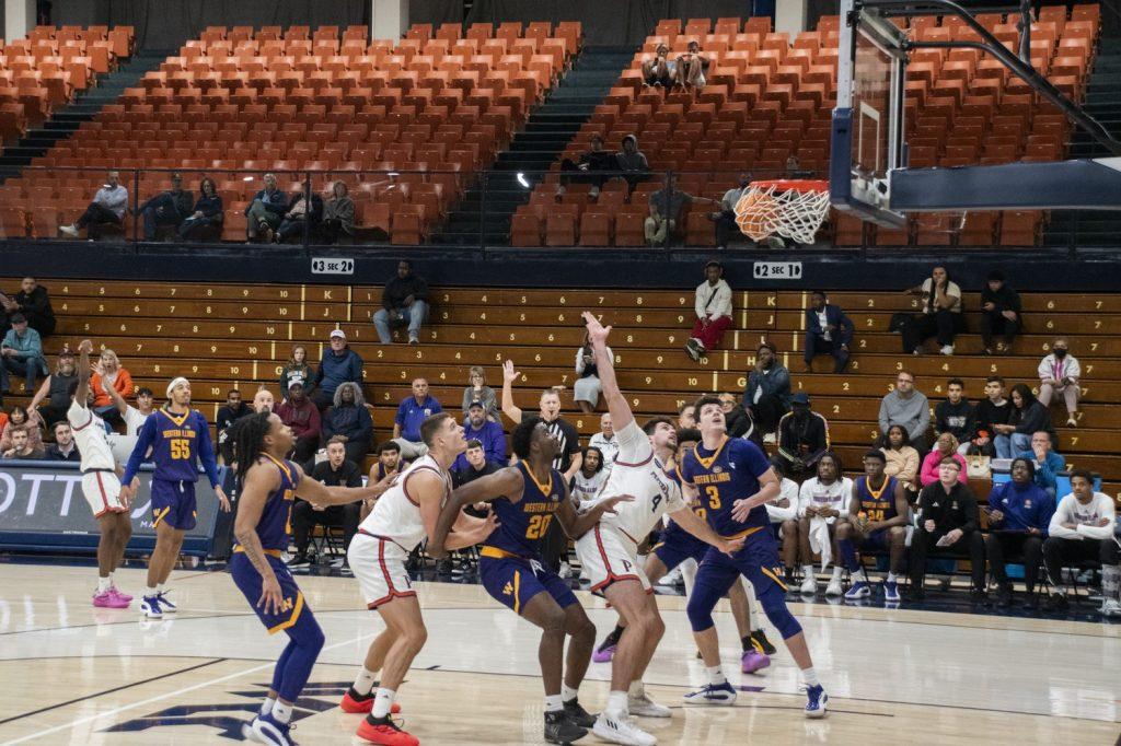 Junior guard Moe Odum gets a three-pointer to fall against Western Illinois on Nov. 6 at Firestone Fieldhouse. Odum went three for five behind the arc, tied with Bethea for team high.