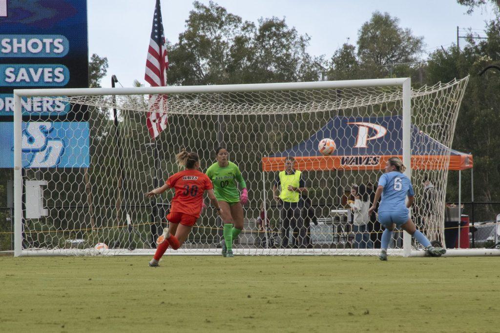 Graduate forward Megan Edelman attempts a goal against the Toreros on Nov. 2 at Tori Frahm Rokus Field. Edelman scored two goals in the match to bring her season total to four.