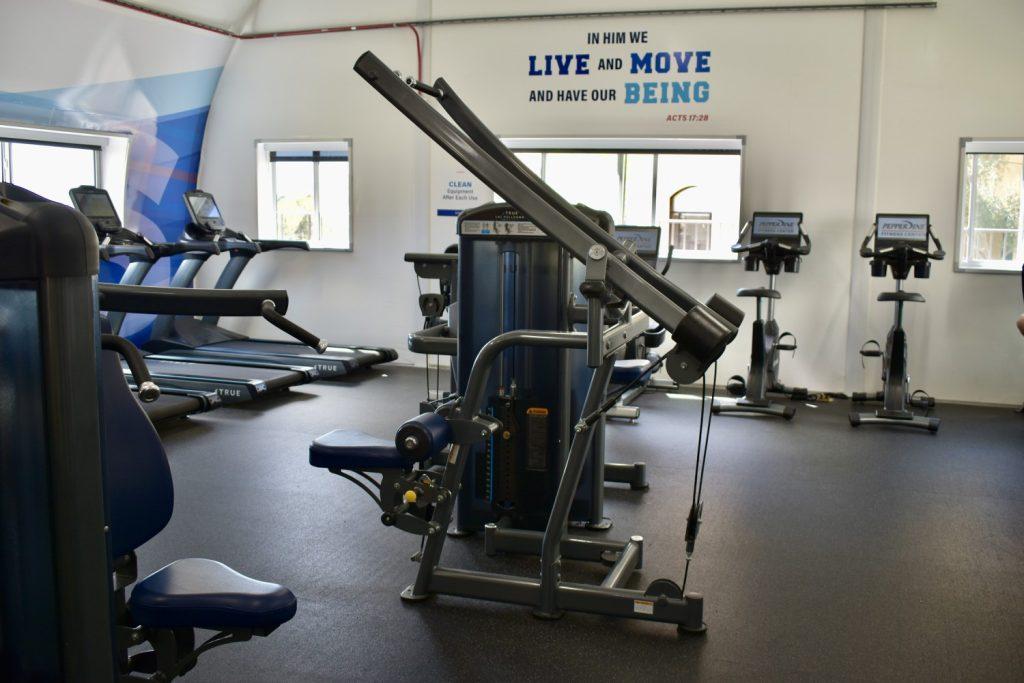 Equipment ready to be used in the Pepperdine Fitness Center on March 13. QR codes will be found on all equipment inside Pepperdine&squot;s fitness centers, like the equipment shown above, which will take you to the new "Red Print" app implemented this semester. Photo by Mary Elisabeth