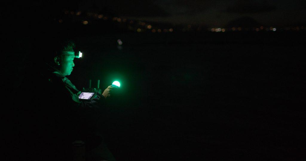 Assistant Professor of Biology Florybeth La Valle takes drone imagery of submarine groundwater discharge in the Maunalua Bay in May. La Valle said the drone must be flown at night, because the glare from the sun would be harmful to the camera.