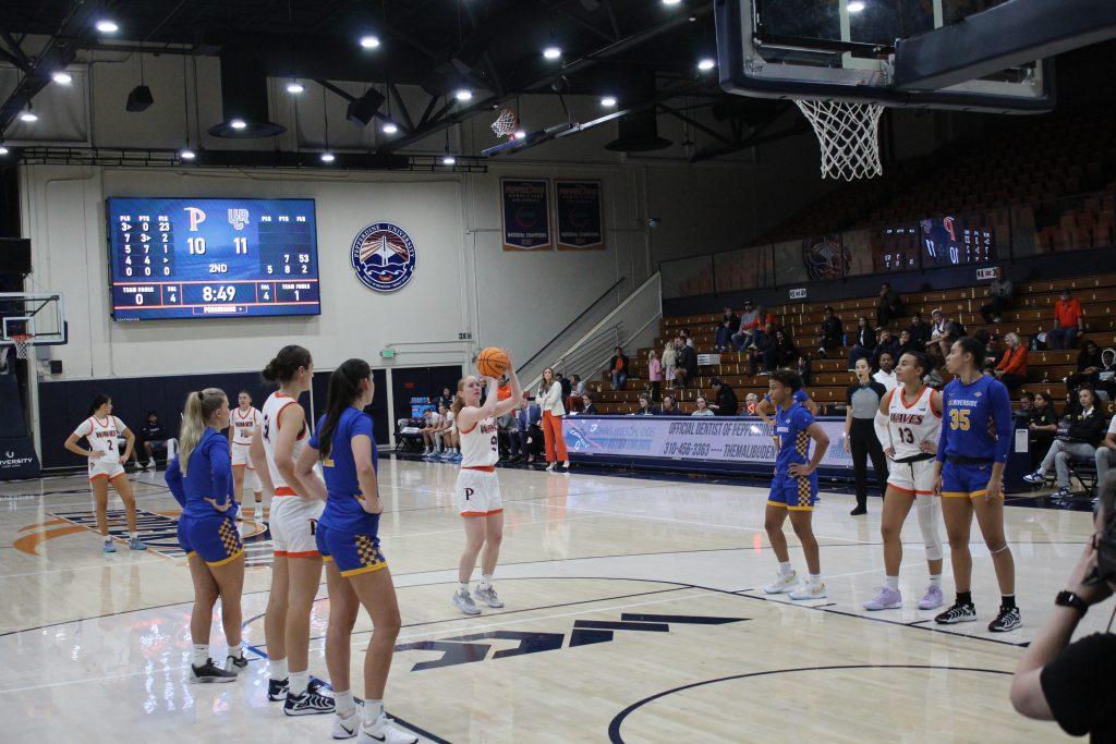 Graduate guard Ornela Muca attempts a free throw against UC Riverside on Nov. 18 at Firestone Fieldhouse. This is Muca's first season as a Wave, spending the past four at the University of California, Berkeley.