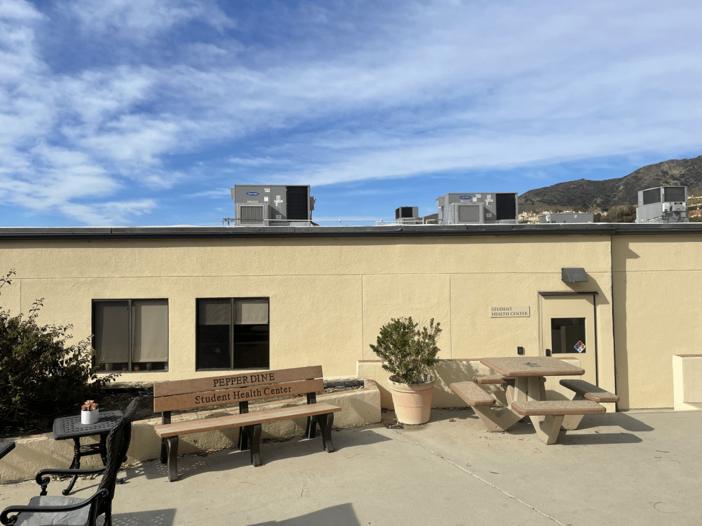 The Student Health Center (SHC) sits atop the Seaver Campus, adjacent to the CCB and Caruso School of Law. The SHC offers both mental and physical health resources, free of charge to students. Photo by Shalom Montgomery