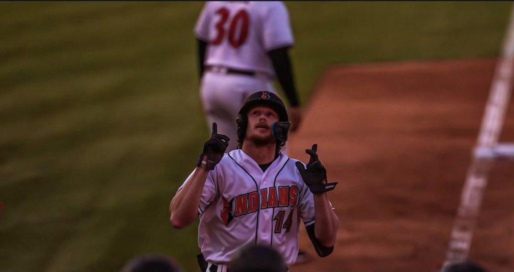 Cook celebrates a homer for the Pirates Triple-A affiliate Indianapolis Indians during the 2024 season. Cook hit .279 and crushed 11 homers in 30 games for the Indians. Photo courtesy of Billy Cook