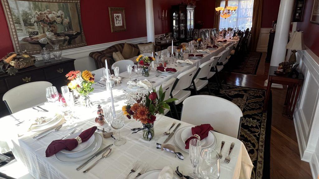 The dinner table at senior Caroline Graham's house awaits guests in Thanksgiving cheer Nov. 23. Graham said 40 people come to her house for dinner each year. Photo courtesy of Caroline Graham