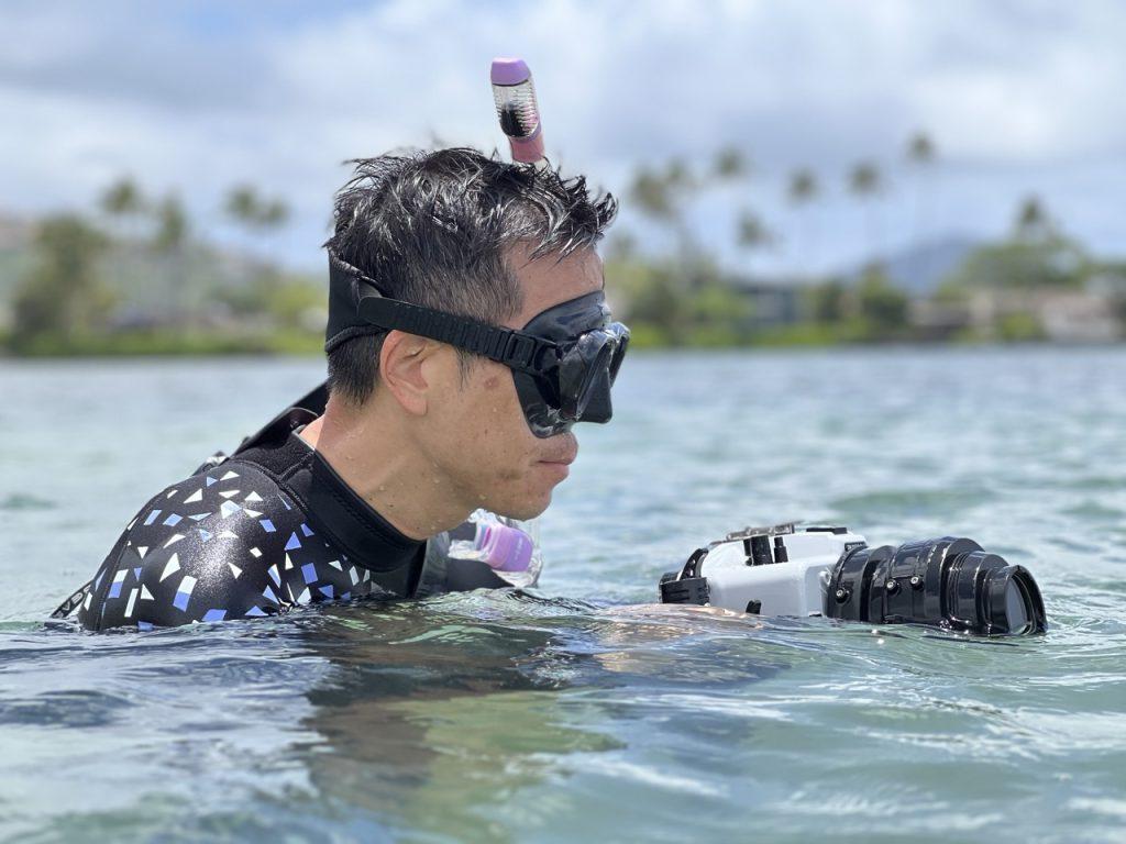 Screen Arts Professor Paul B. Kim films a scene in the ocean in Oahu, Hawai'i in May. Kim said these underwater shots were difficult to film in moving water, as macro work requires things to be still. Photos courtesy of Paul B. Kim