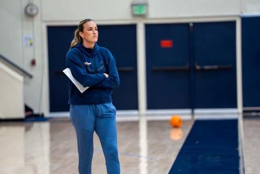 Faulkner coaches during practice building the team’s chemistry and plays at Firestone Fieldhouse on one of their daily practices. With her guidance, the focus of the team can be intertwined with the values of Pepperdine and Faulkner's vision. Photo courtesy of Pepperdine Athletics