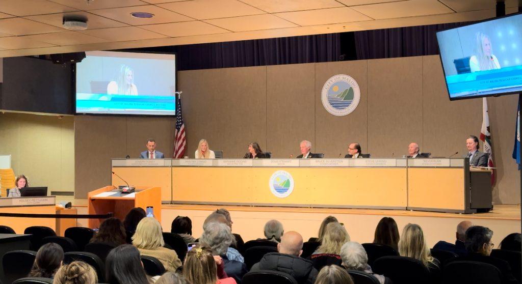 Newly elected Malibu Councilmember Haylynn Conrad speaks for the first time following her swearing in Monday, Dec. 9. Friends and family of Conrad attended the Malibu City Council meeting where Conrad's daughter, Ell Conrad, led her mother through the ceremony. Photos by Rachel Flynn