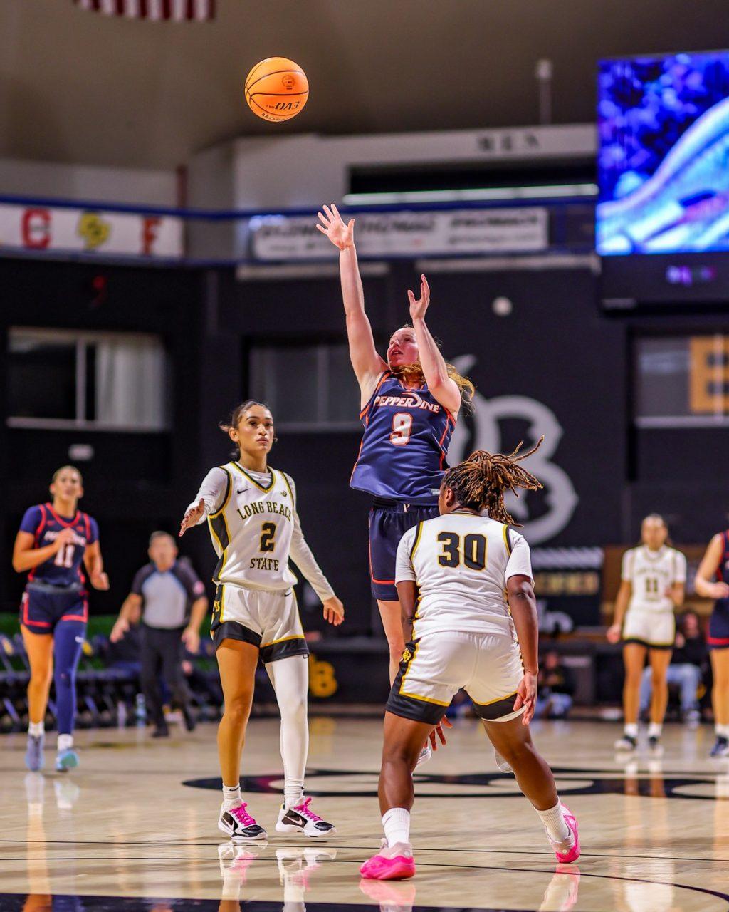 Graduate guard Ornela Muca shoots against Long Beach State in the Water Pyramid on Dec. 1. The game was a hard-fought battle between the two teams.