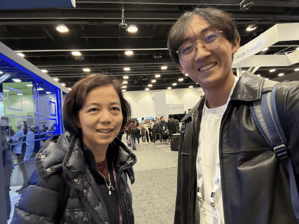 Sean Wu meeting Professor Fei-Fei Li from Stanford at a Vancouver convention center Dec. 2024. As a result of his research, Wu was able to meet many different professors.