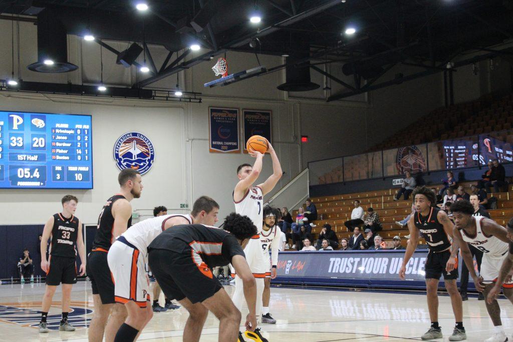 Todorovic prepares for a free throw at Firestone Fieldhouse on Jan. 25. Todorovic led the team with 10 rebounds.