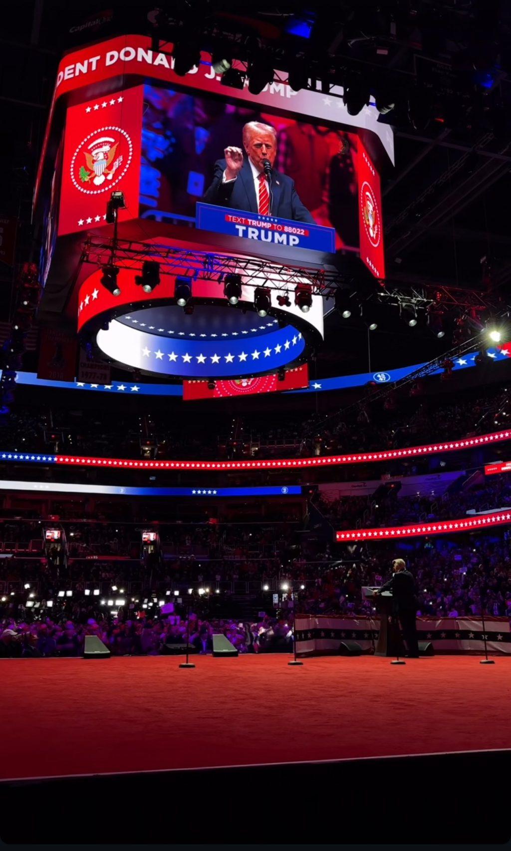 Trump spoke at his rally the day before the inauguration, Jan. 19. The Capital One Arena that holds 20,000 people was filled. Photo by Michael Sugimoto