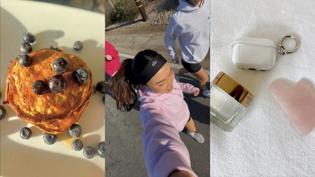 Junior Sydney Lee takes on her mornings with nourishment, movement and self-care Feb. 1. She said her morning habits create a productive and energized day, leaving her feeling her best. Photos courtesy of Sydney Lee. Collage by Bohuen Tong