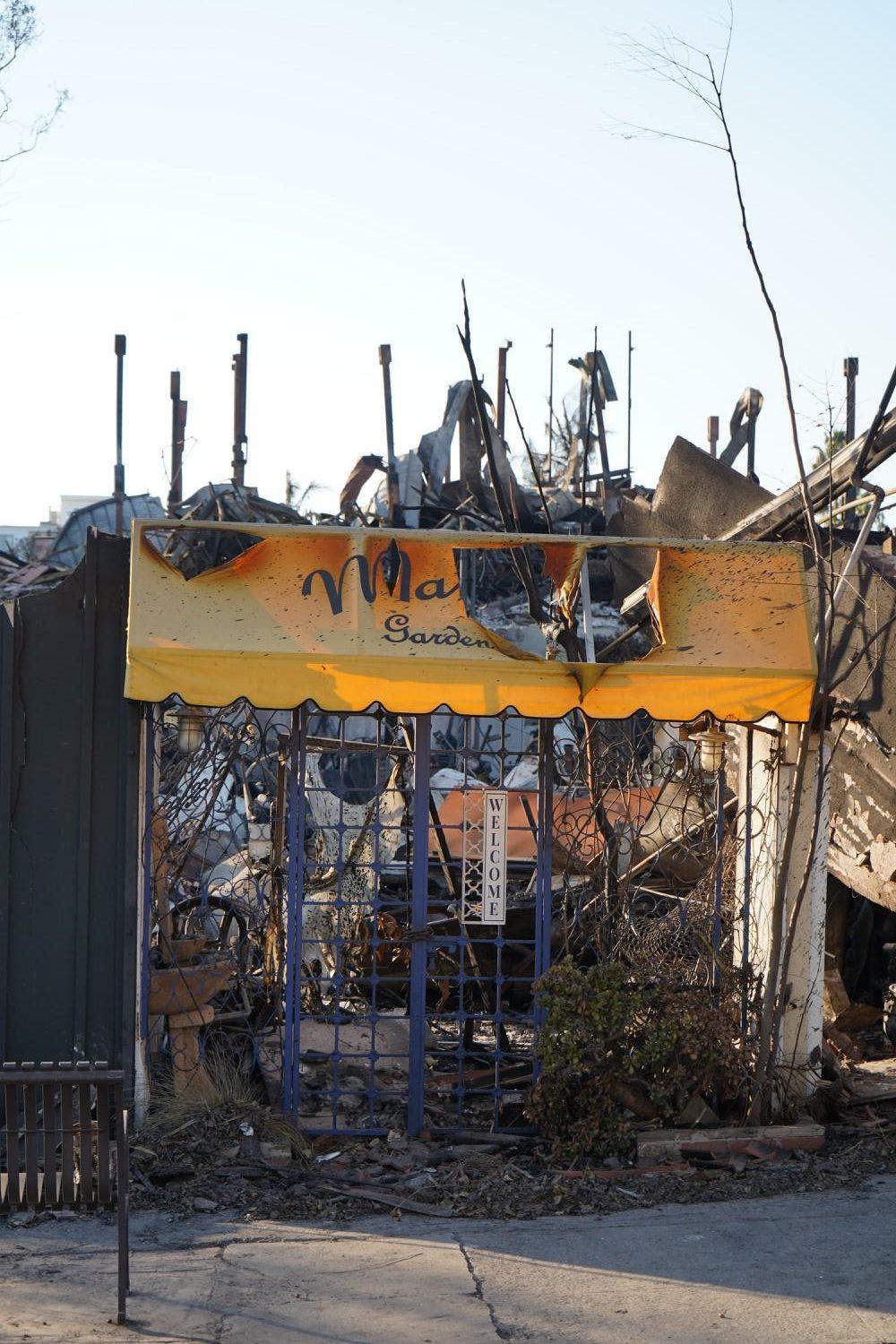 Photo of a store front in the Pacific Palisades following the fire. Around 6,800 structures were demolished by the fire which began Jan. 7. Photo by Liam Zieg