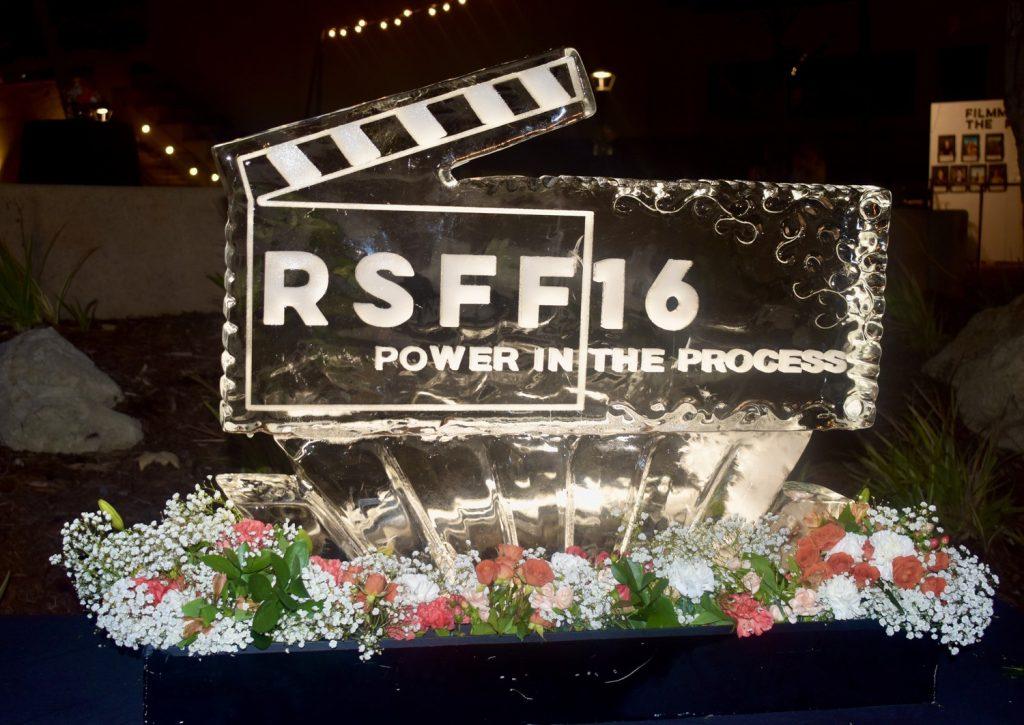 The RSFF16 ice sculpture is the symbol of the film festival. Each year, the ice sculpture is displayed in the center of Mullin Town Square. Photos by Mary Elisabeth