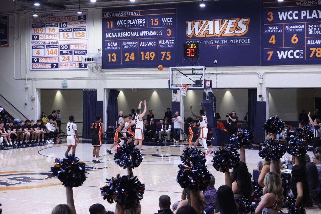 Sophomore forward Dovydas Butka goes for a free throw against Oregon State at Firestone Fieldhouse on Feb. 20. Butka and Odum made a dream team on the court, where they were able to feed off of each other's energies.