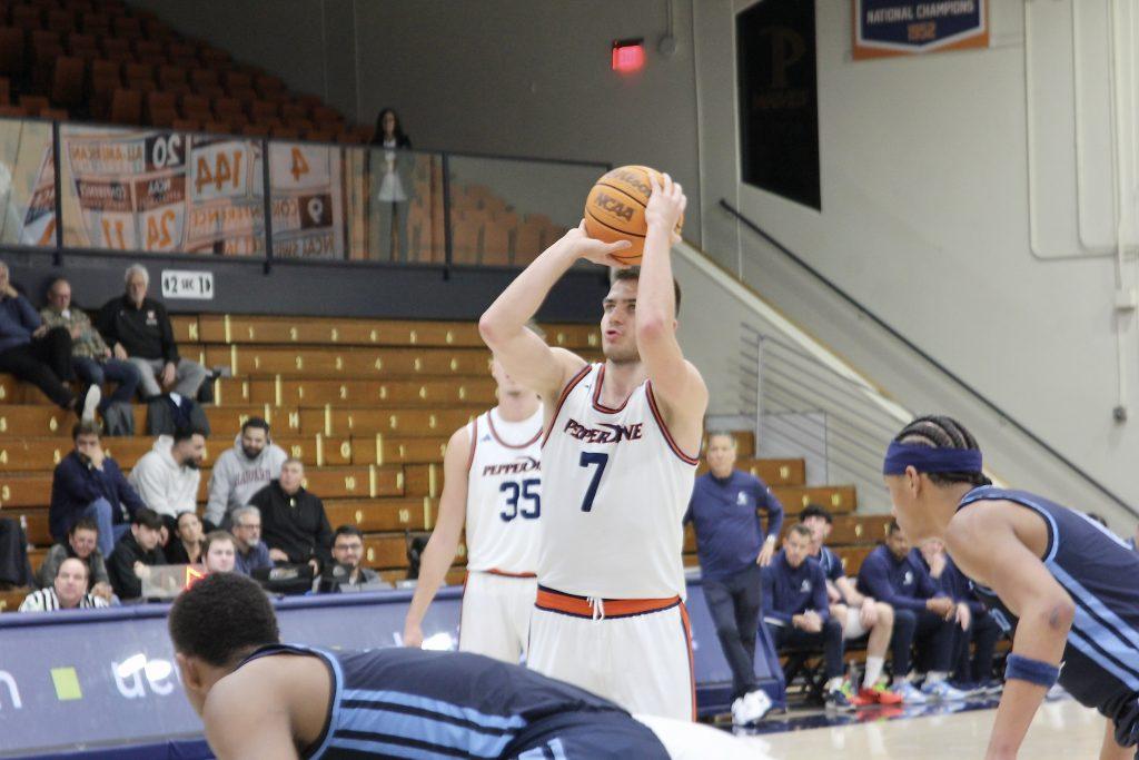 Todorovic shooting a free throw against University of San Diego on Feb. 13 at Firestone Fieldhouse. Todorovic has 49 points against San Diego on the season.