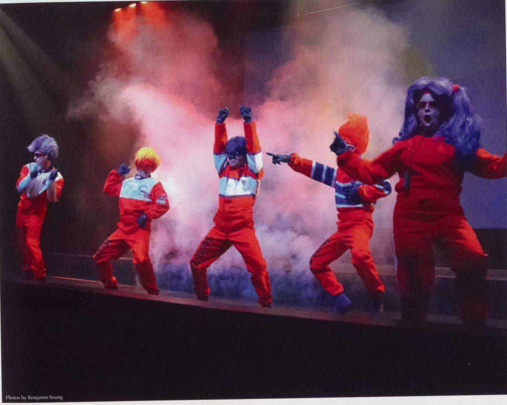 The Wave Men debuted in 2005, during the short period between King Neptune and the modern edition of Willie the Wave. The Wave Men debuted during Pepperdine's New Student Orientation. Photo courtesy of Pepperdine Libraries