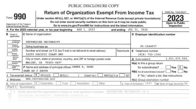 Form 990 Reveals Pepperdine’s Top Paid Employees for 2024